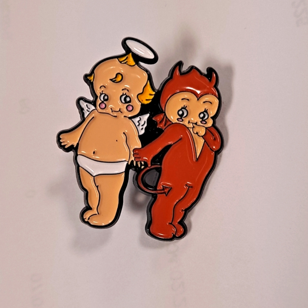 Kewpie angel baby devil baby pin